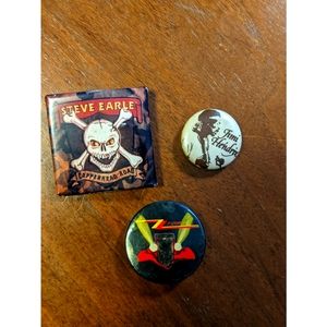 3 Piece Vintage Band Pinback Button Bundle